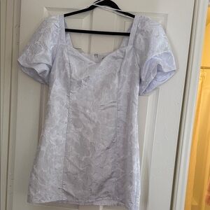 Lulu's White Floral Puff Sleeve Blouse